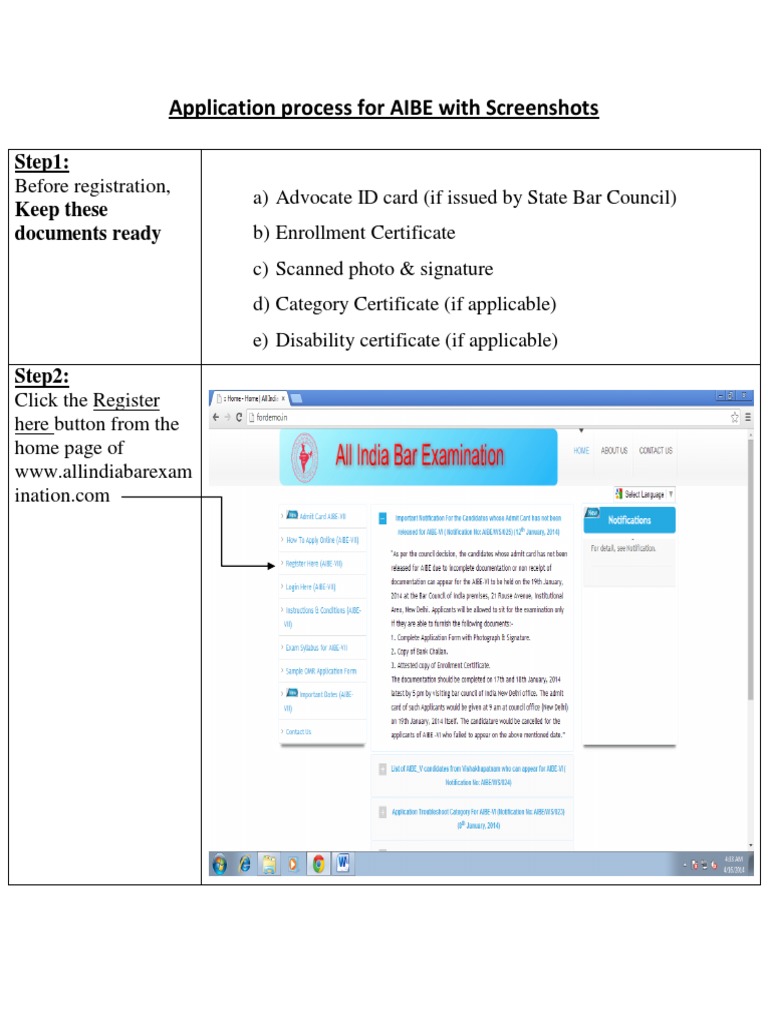 AIBE Registration Guide | PDF