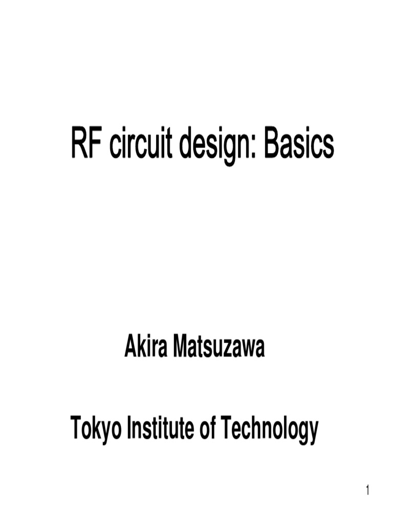 RF Circuit Design: Basics | PDF