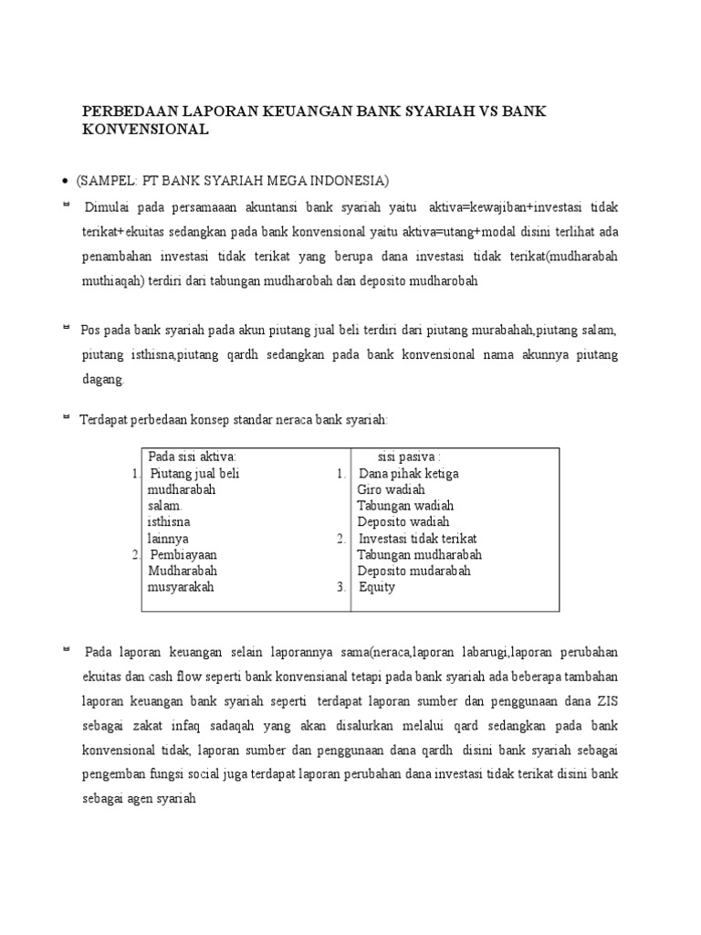 Contoh Neraca  Dan Laporan Laba Rugi Bank  Syariah  Seputar 