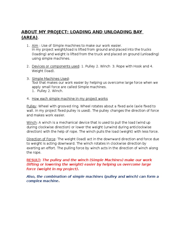 Simple Machines in Loading Bay | PDF