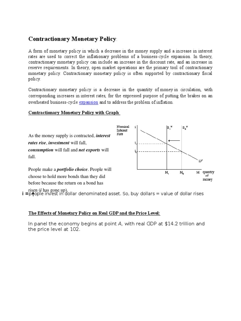 Contractionary Monetary Policy Explained | PDF | Monetary Policy ...