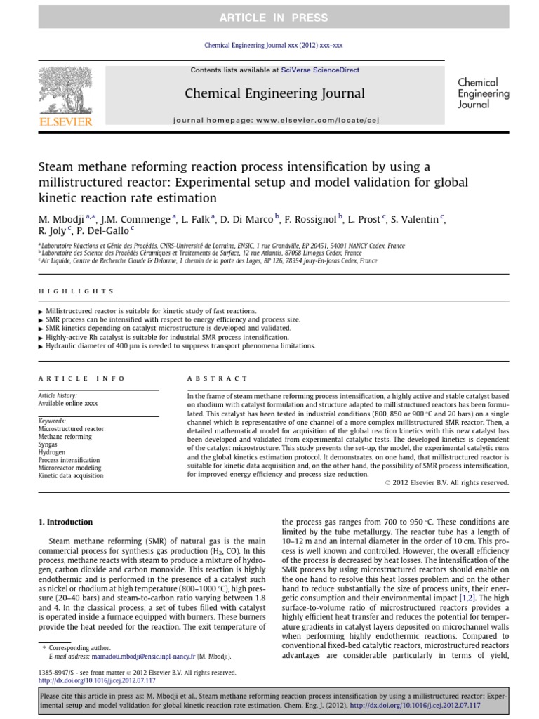 Intensifying Steam Methane Reforming Process | PDF | Chemical Reactor ...