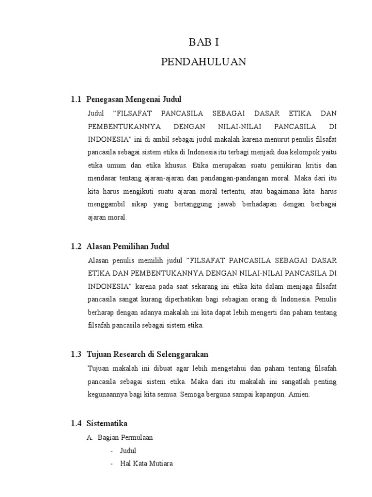 Filsafat Pancasila Sebagai Dasar Etika Dan Pembentukannya Dengan Nilai Nilai Pancasila Di Indonesia