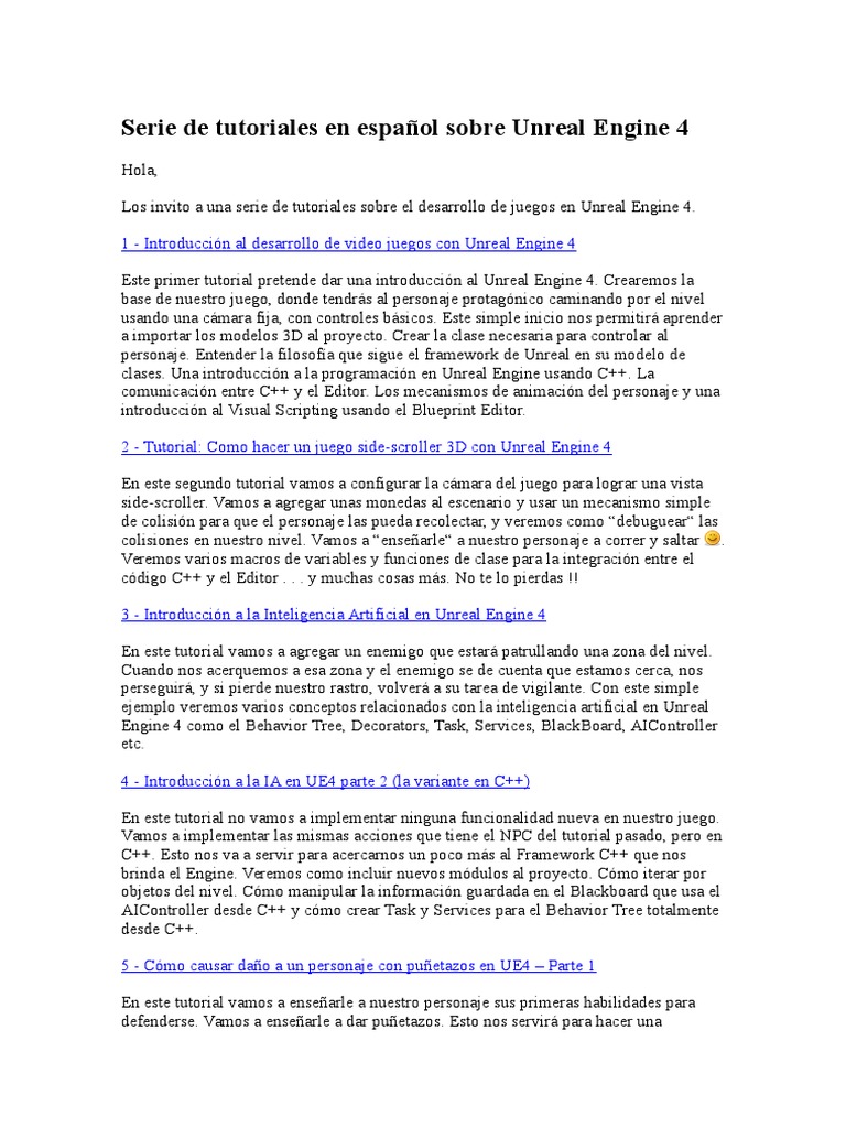 Tutorial Unreal Engine 4 Pdf C Entorno De Desarrollo Integrado
