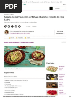 Salada de Salmão Com Lentilha e Abacate