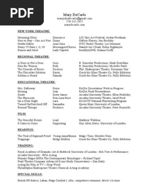 Acting Resume