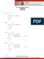 Pre Course Math Answers