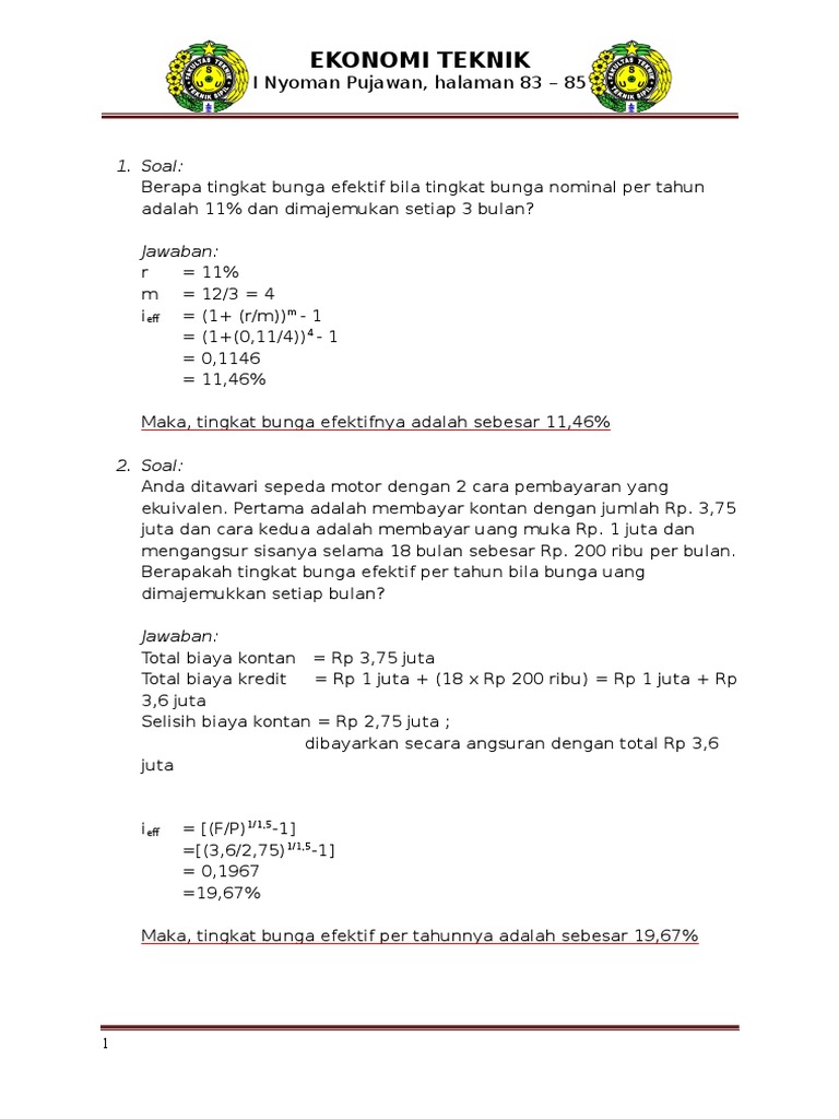 Jawaban Soal Ekonomi Teknik Pdf