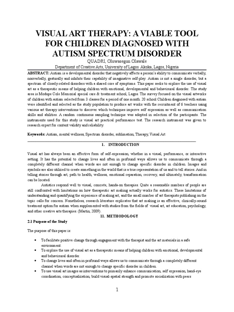 Visual Art Therapy for Autism Support | PDF | Art Therapy | Psychotherapy