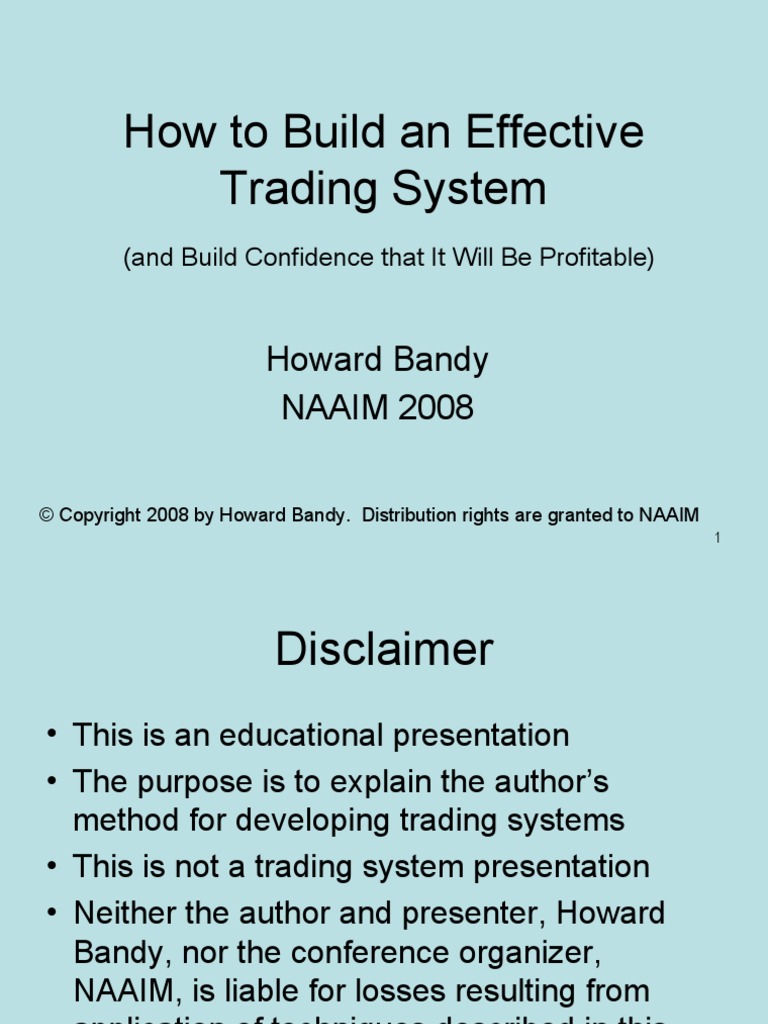 Bandy - How To Build An Effective Trading System | PDF | Cross ...