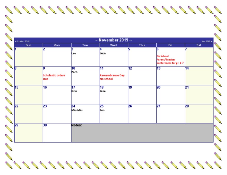 November 2015 Calendar | PDF