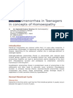 Amenorrhea in Teenagers in Concepts of Homoeopathy