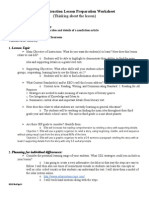 Direct Instruction Lesson Preparation Worksheet: (Thinking About The Lesson)