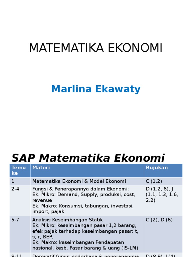 Matematika Ekonomi1 PDF