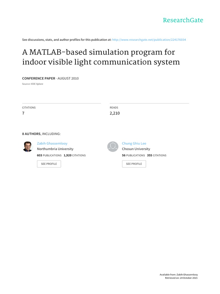 MATLAB Simulation for Indoor VLC System | PDF | Light Emitting Diode ...