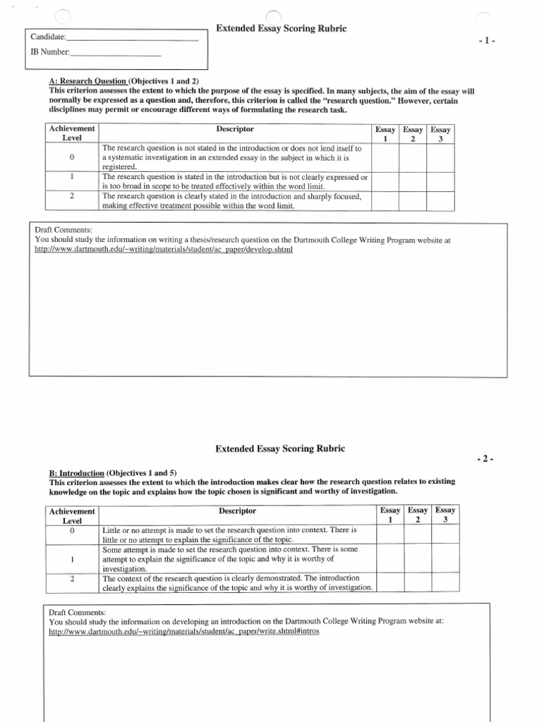 IB Extended Essay Rubric PDF Essays Rubric (Academic)