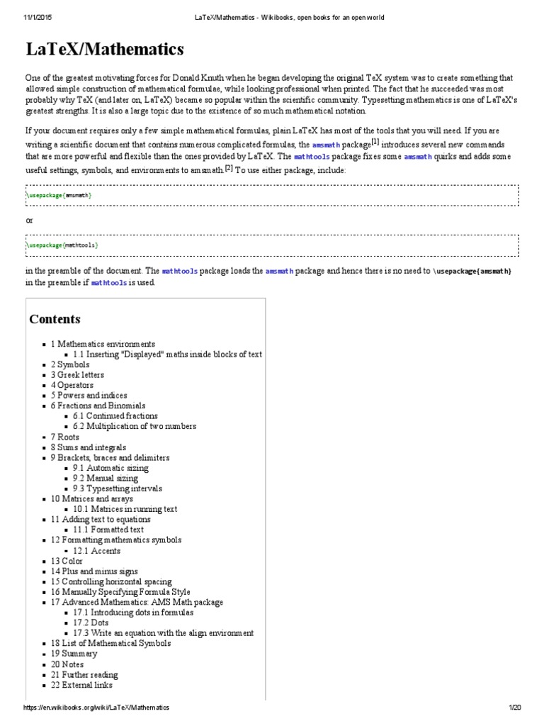 LaTeX for Mathematical Typesetting | PDF | Matrix (Mathematics) | Bracket