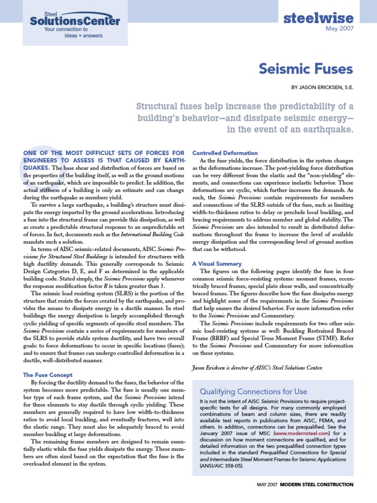 Seismic Fuses in Steel Structures | PDF | Buckling | Strength Of Materials