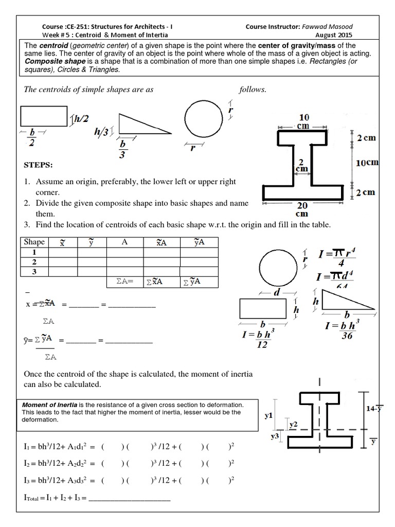 Centroid & Moment of Inertia Guide | PDF