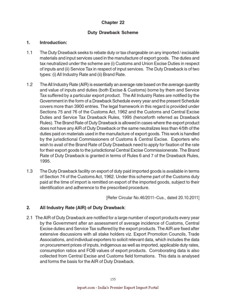 Duty Drawback Trade Government