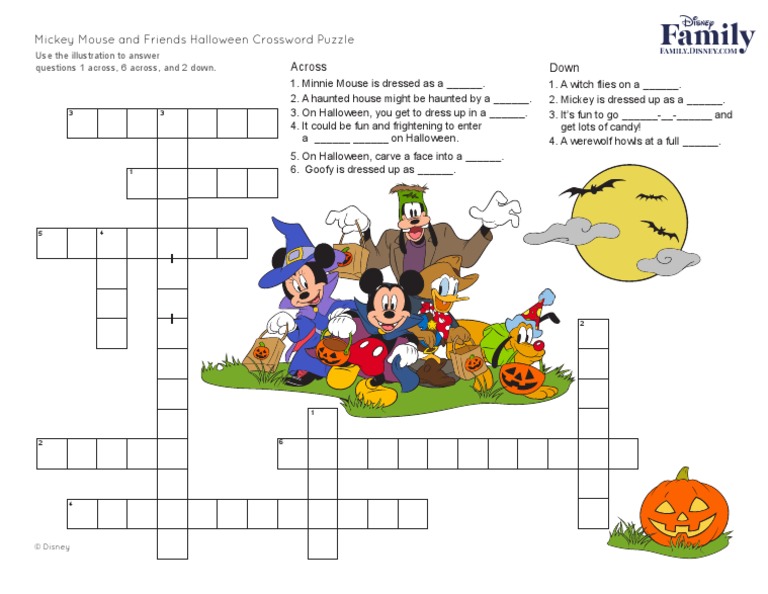 Disney mickey mouse halloween crossword puzzle | pdf | halloween | the walt  disney company
