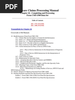 Cms 1500 Form Cms Manual Chapter 26