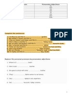 Personal Pronouns Possessive Adjectives