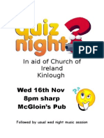 In Aid of Church of Ireland Kinlough Wed 16Th Nov 8Pm Sharp Mcgloin'S Pub