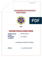 Instituto Superior Tecnologico Jose Pardo: Informe Técnico Cerro Verde