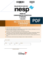 Prova de CE - Ciências Da Natureza e Matemática - 2 Fase Unesp Meio de Ano 2015