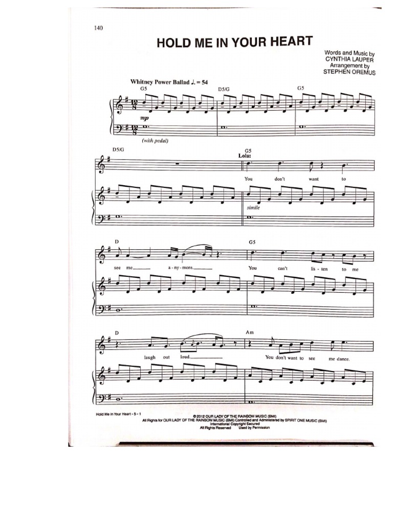 Hold Me In Your Heart Sheet Music