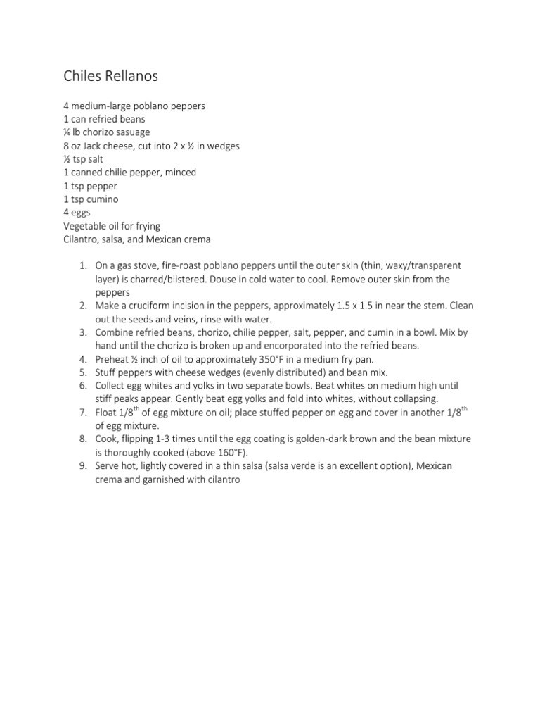 Authentic Chiles Rellenos Recipe | PDF | Religion & Spirituality