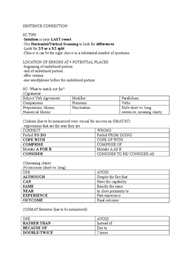 Sentence Correction - Verbal Reviewer | PDF | Grammatical Number ...