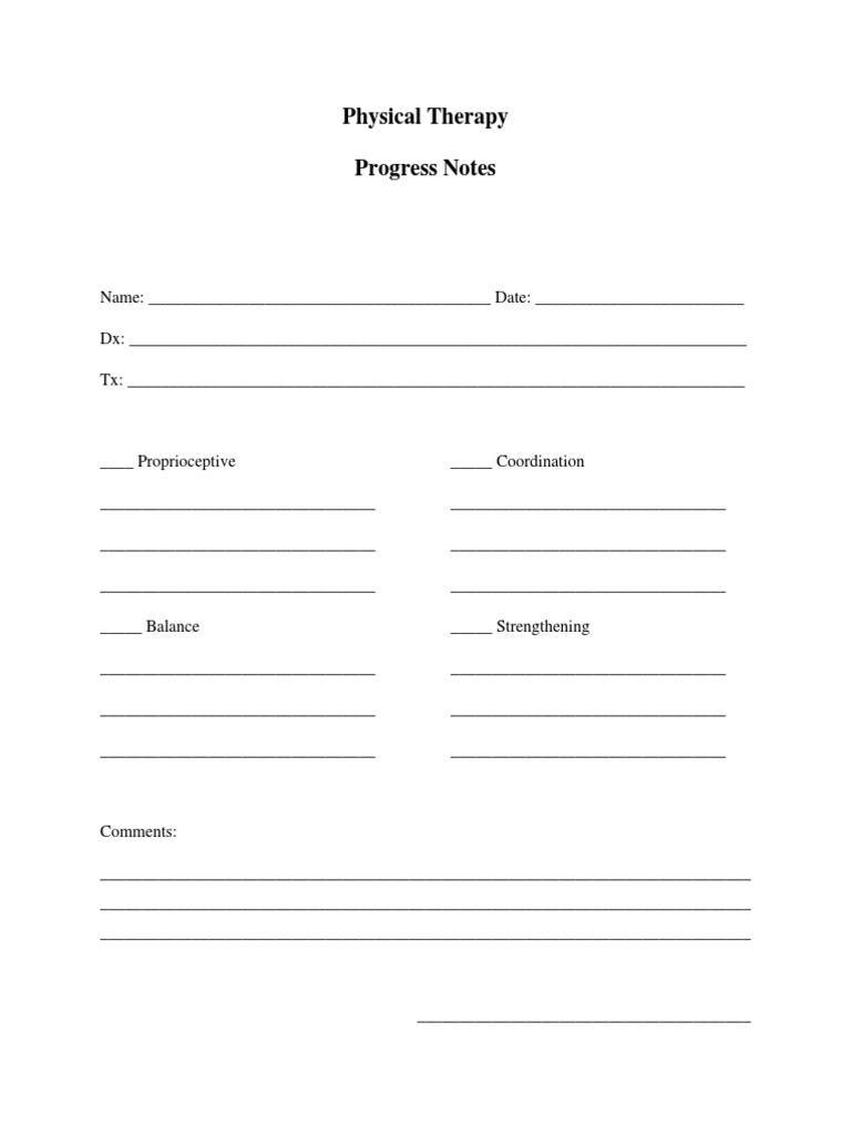 Physical Therapy Progress Note Template | PDF | Finance & Money ...