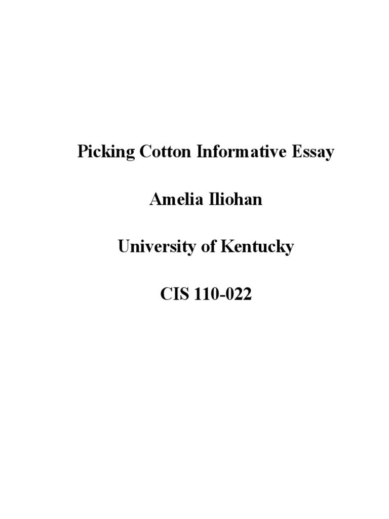 cotton informative essay Prejudices Stereotypes