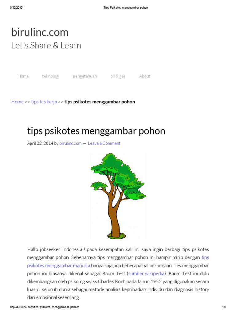 Tips Psikotes Menggambar Pohon