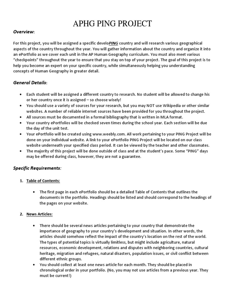 AP Human Geography PING Project Guide | PDF | News | Thesis