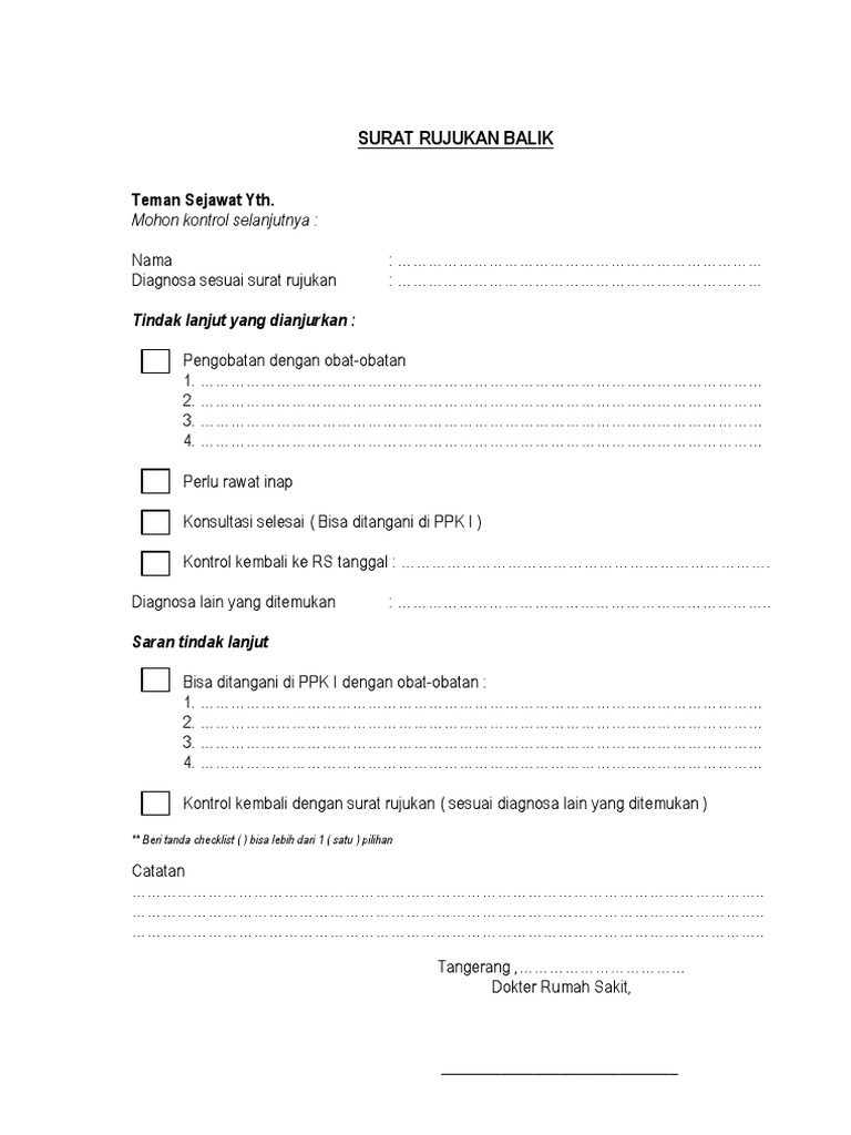 Contoh Surat Rujukan Balik BPJS | PDF
