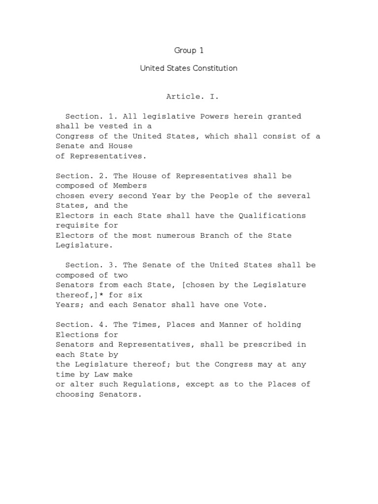 Group Constitution Docs | PDF | U.S. State | United States Senate