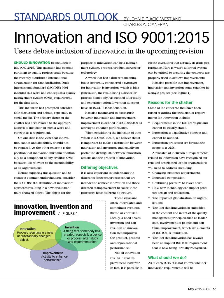 Innovation and Iso 9001 2015 | PDF | Innovation | International ...
