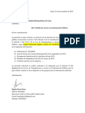 Modelo Solicitud de Acceso A La Informacion | PDF