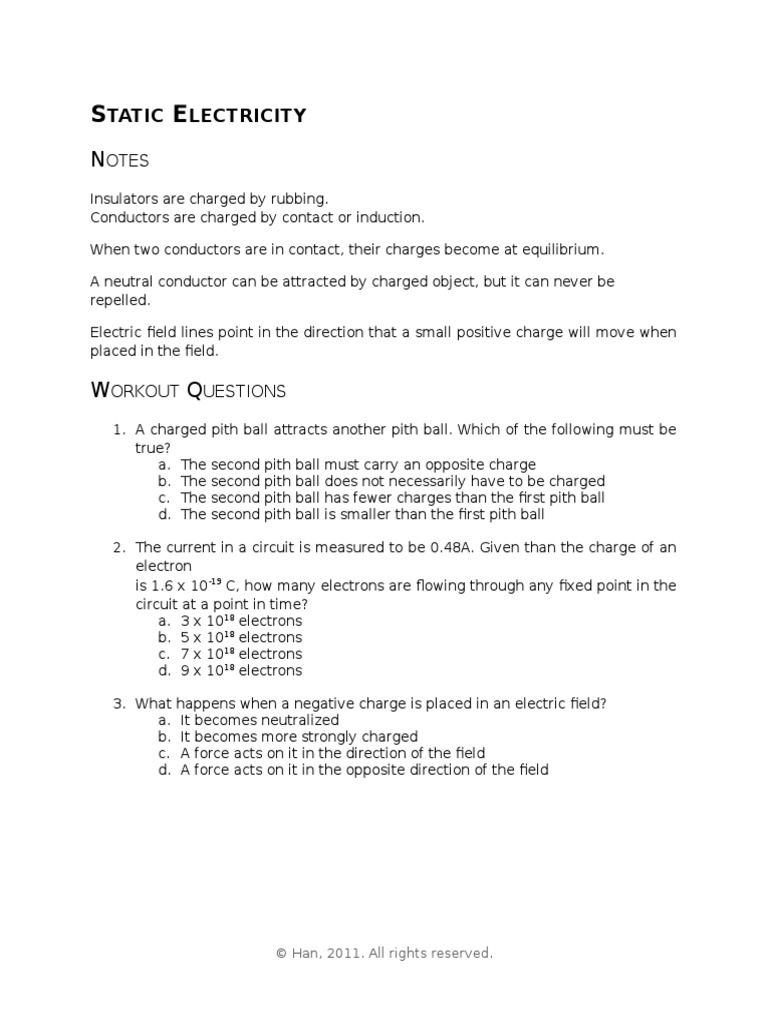Static Electricity in Physics | PDF