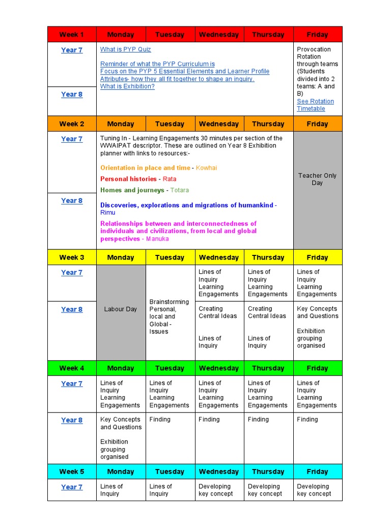 Year 7: Week 1 Monday Tuesday Wednesday Thursday Friday | PDF | Sharing ...