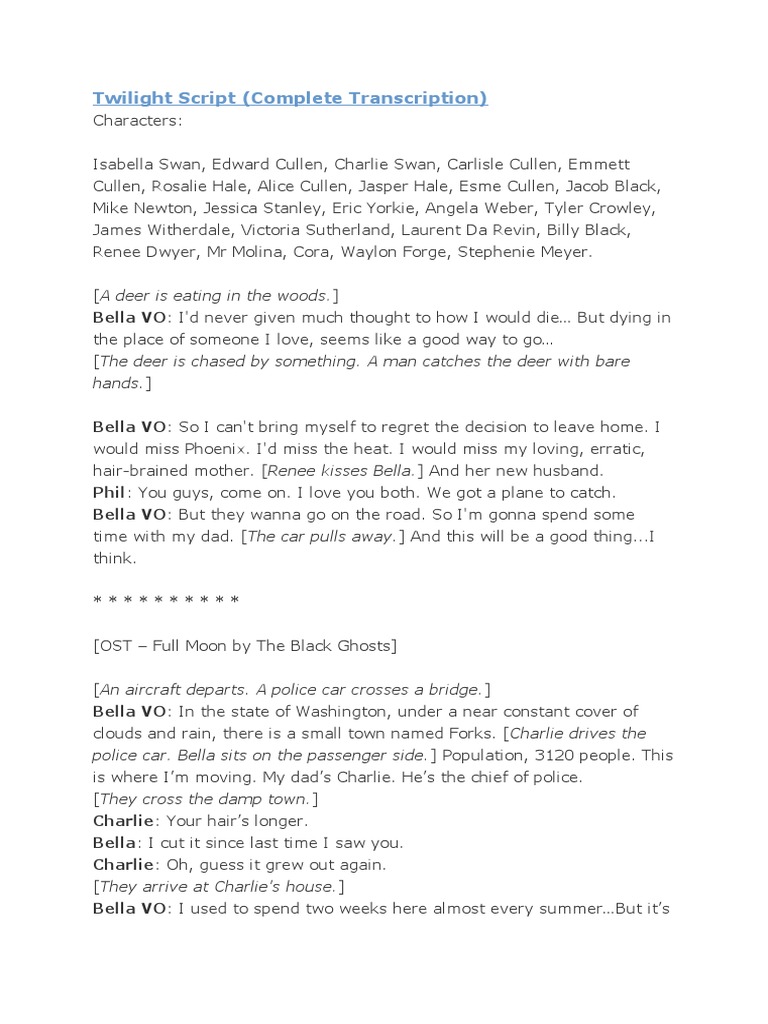 Twilight Script (Complete Transcription) : Hands.) | PDF