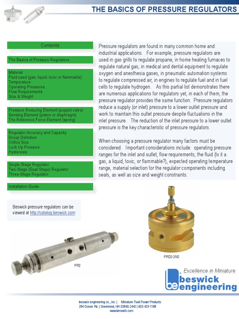 Basics of Pressure Regulator PDF Valve Chemical Engineering