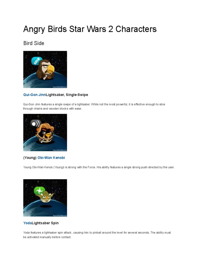Angry Birds Star Wars 2 Characters | PDF | Luke Skywalker | Jedi, image size:768x1024