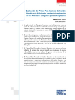 Evaluación del Primer Plan Nacional de Cambio Climático mediante la aplicación de los Principios Conjuntos para la Adaptación