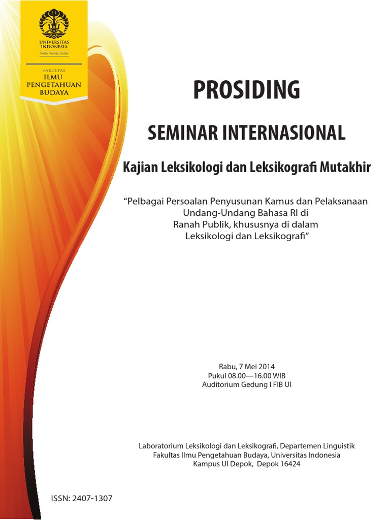 Prosiding Seminar Internasional Kajian Leksikologi Dan Leksikografi