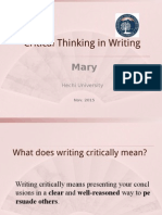 Critical Thinking in Writing: Hechi University