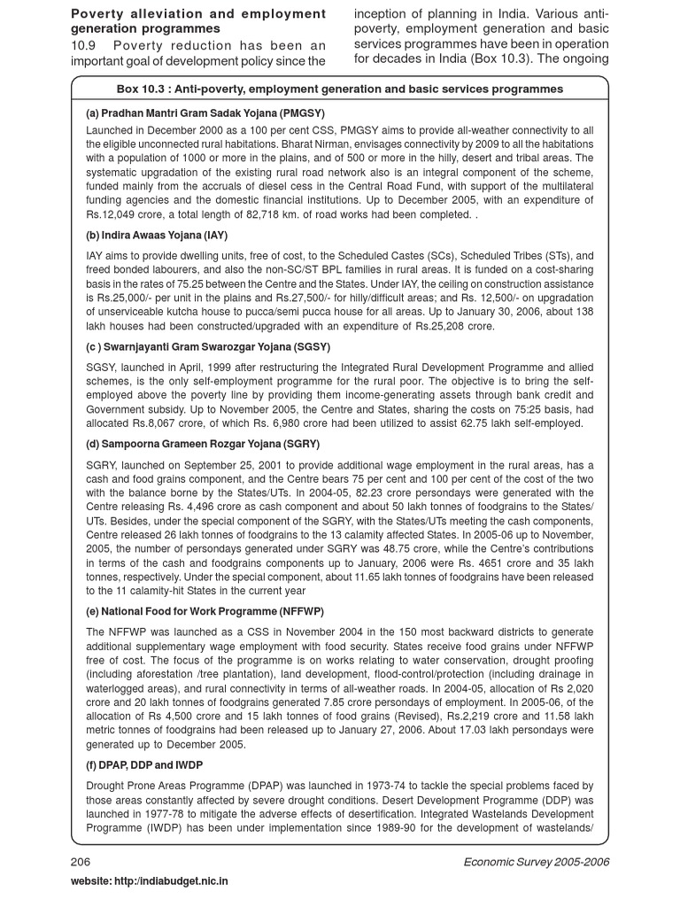 Chap 103 Poverty Alleviation and Employment Generation Programmes | PDF